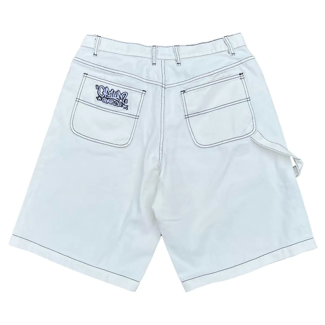 Op1um short denim baggy pants ice