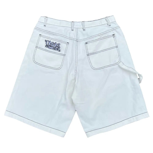 Op1um short denim baggy pants ice
