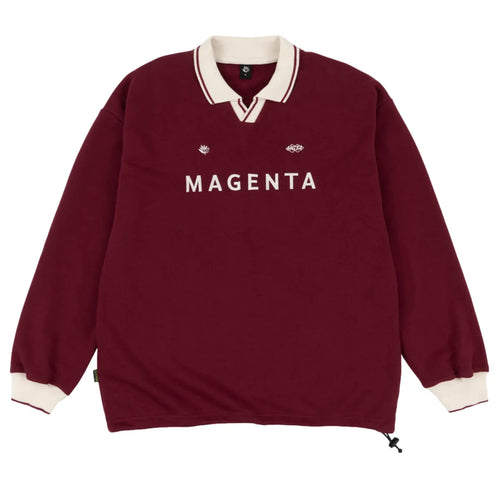 Magenta rimet burgundy polo shirt