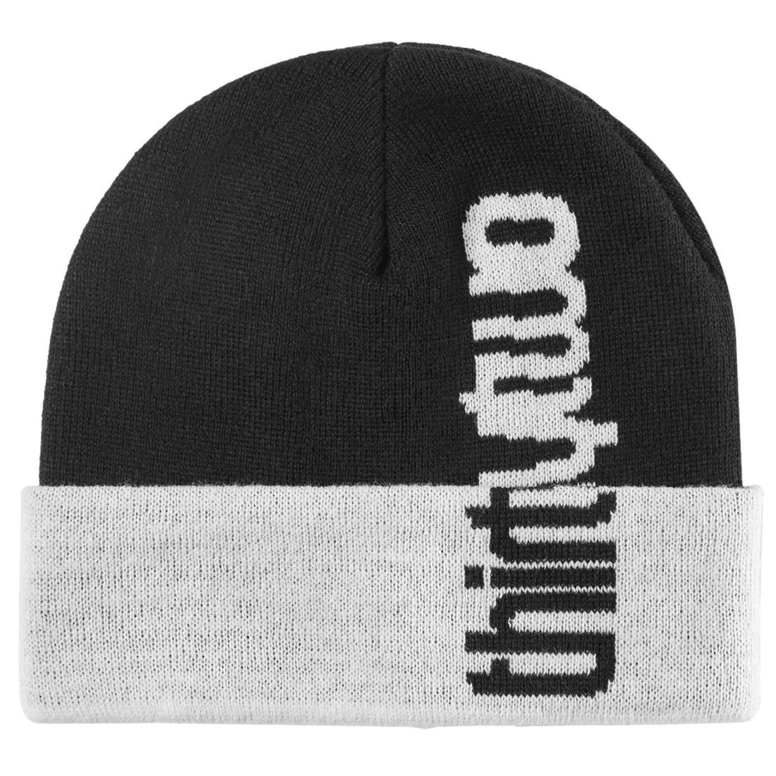 Thirty two overlap black white double beanie
