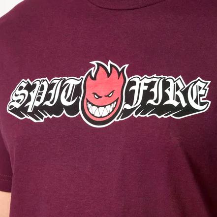 Spitfire Bighead EMB Stripe Burgundy T-Shirt
