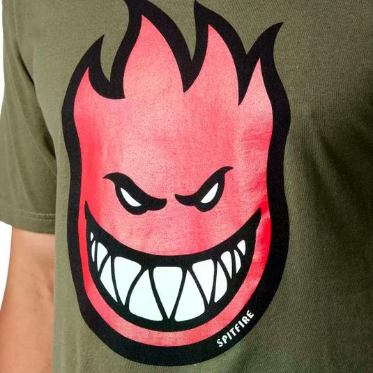 Spitfire Bighead EMB Stripe Burgundy T-Shirt