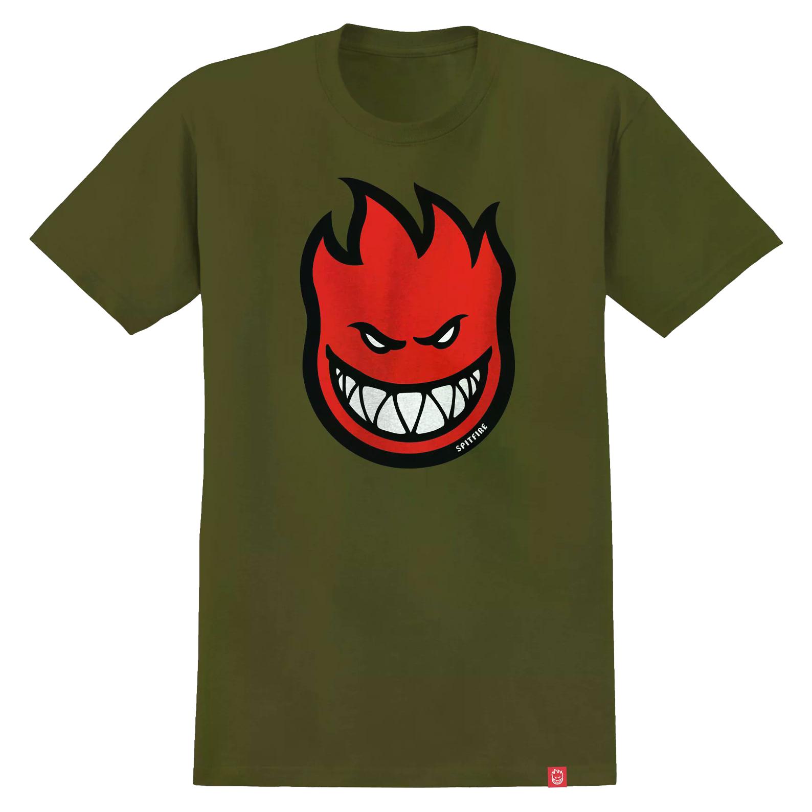 Spitfire Bighead EMB Stripe Burgundy T-Shirt