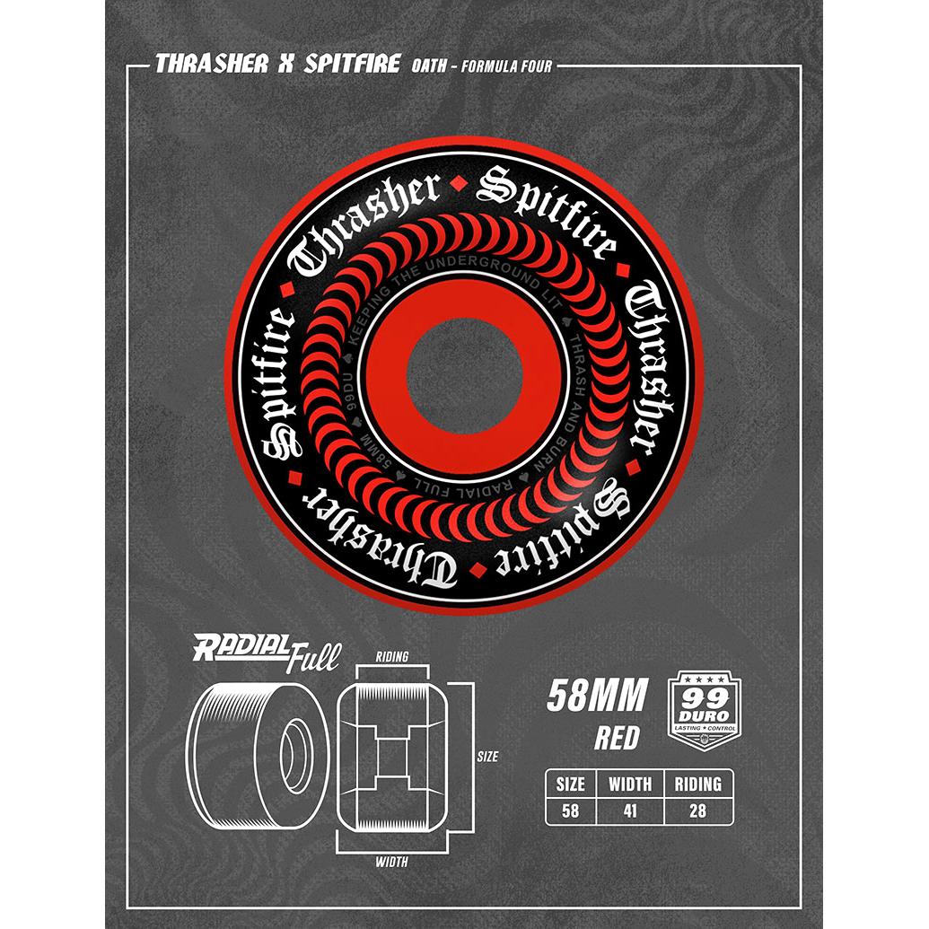 Spitfire Wheels x Thrasher Oath Radial Full 99 A